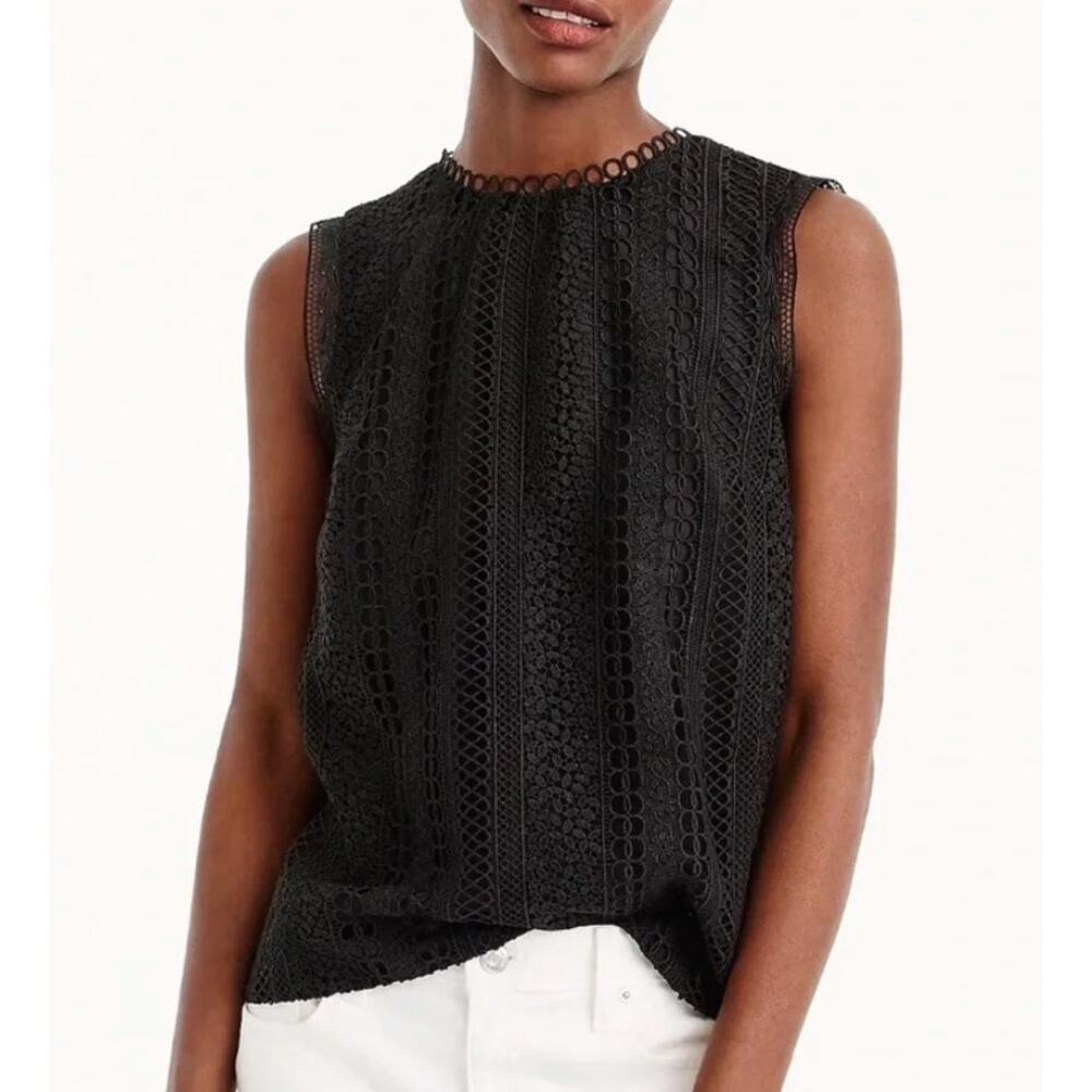 J. Crew Mixed Lace Top Black H7040 Size 4